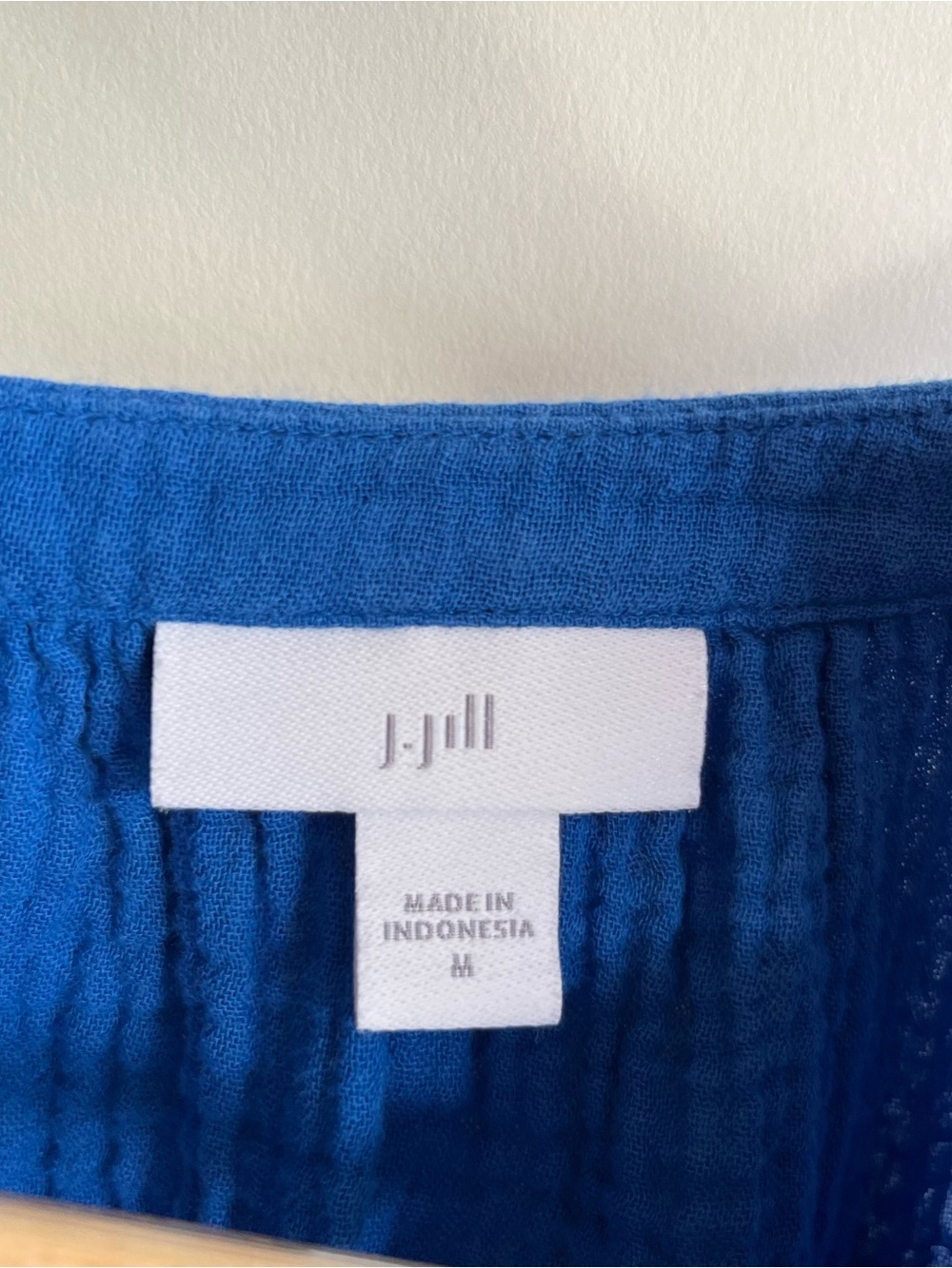 J Jill Gauze Blouse Bright Royal Blue Sz Med Women’s EUC 3/4 Sleeve - Picture 2 of 4